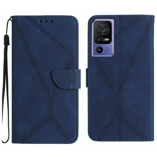 TCL 40 SE Stitching Embossed Leather Phone Case - Blue