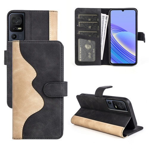 TCL 40 SE Stitching Horizontal Flip Leather Phone Case - Black