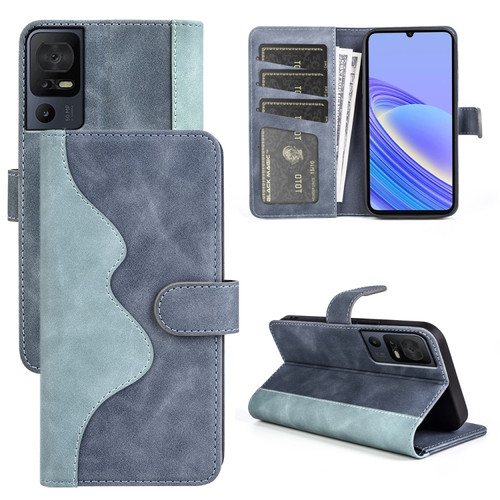 TCL 40 SE Stitching Horizontal Flip Leather Phone Case - Blue
