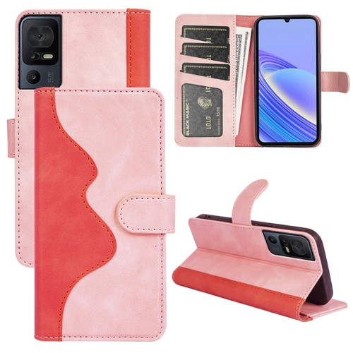 TCL 40 SE Stitching Horizontal Flip Leather Phone Case - Red