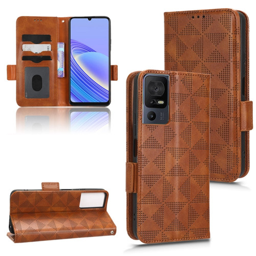TCL 40 SE Symmetrical Triangle Leather Phone Case - Brown
