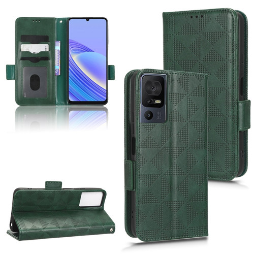 TCL 40 SE Symmetrical Triangle Leather Phone Case - Green