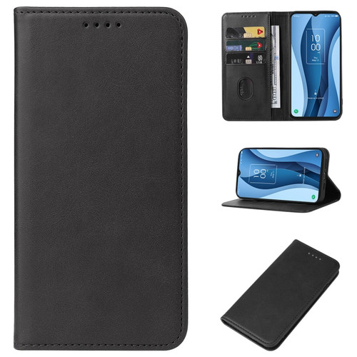 TCL 40 X Magnetic Closure Leather Phone Case - Black