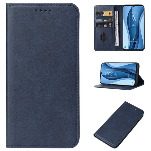 TCL 40 X Magnetic Closure Leather Phone Case - Blue