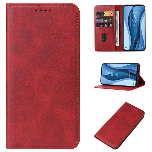 TCL 40 X Magnetic Closure Leather Phone Case - Red