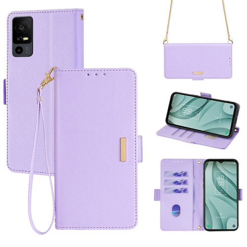 TCL 40 XE 5G / 40X 5G / T601D Crossbody Chain Leather Phone Case - Purple