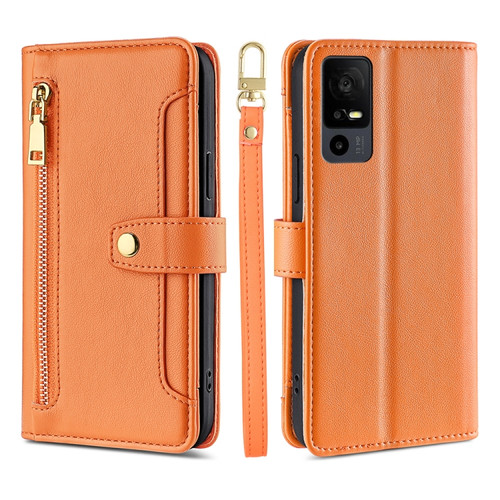 TCL 40 XE 5G / 40X 5G Lite Sheep Texture Cross-body Zipper Wallet Leather Phone Case - Orange