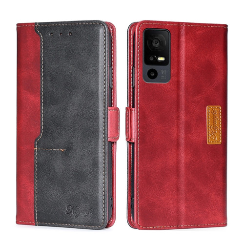 TCL 40 XE 5G / 40X 5G T601D Contrast Color Side Buckle Leather Phone Case - Red + Black