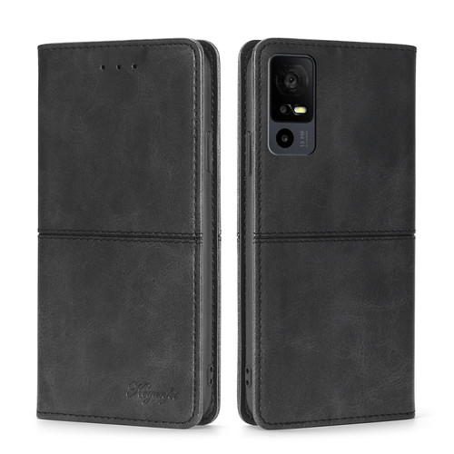 TCL 40 XE 5G / 40X 5G T601D Cow Texture Magnetic Leather Phone Case - Black