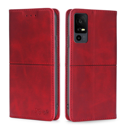 TCL 40 XE 5G / 40X 5G T601D Cow Texture Magnetic Leather Phone Case - Red