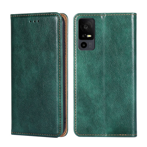 TCL 40 XE 5G / 40X 5G T601D Gloss Oil Solid Color Magnetic Leather Phone Case - Green