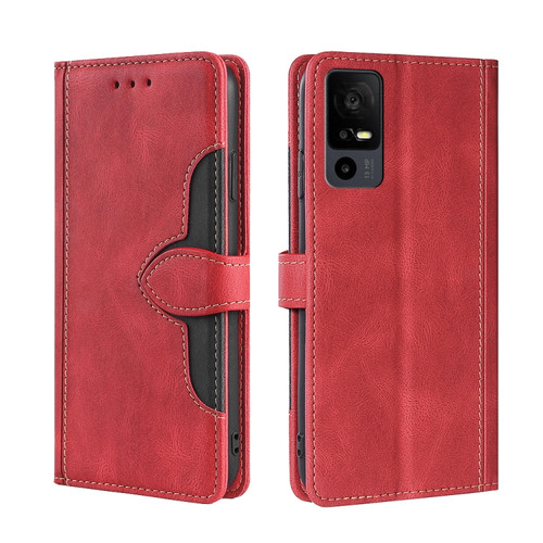 TCL 40 XE 5G / 40X 5G T601D Skin Feel Magnetic Buckle Leather Phone Case - Red