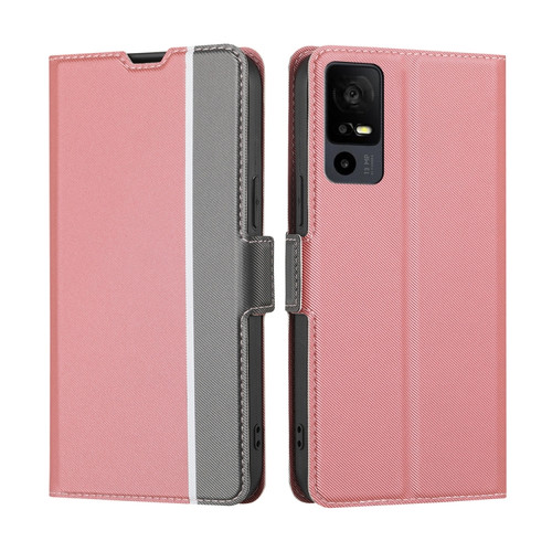TCL 40 XE 5G / 40X 5G T601D Twill Texture Side Button Leather Phone Case - Pink
