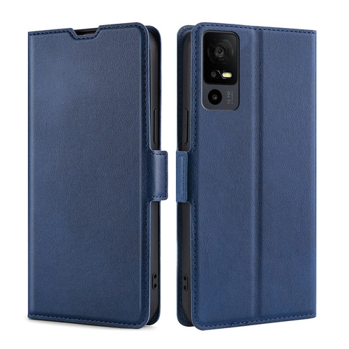 TCL 40 XE 5G / 40X 5G T601D Ultra-thin Voltage Side Buckle Horizontal Flip Leather Phone Case - Blue