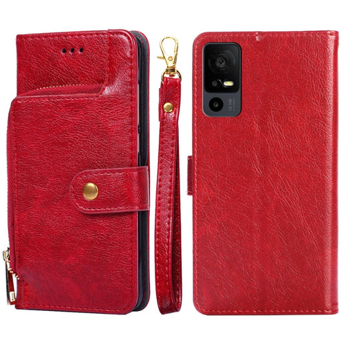 TCL 40 XE 5G / 40X 5G T601D Zipper Bag Leather Phone Case - Red