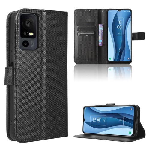 TCL 40 XE 5G Diamond Texture Leather Phone Case - Black