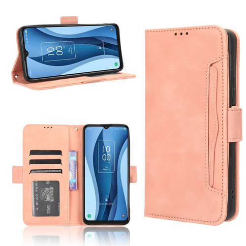 TCL 40 XE 5G Skin Feel Calf Texture Card Slots Leather Phone Case - Pink