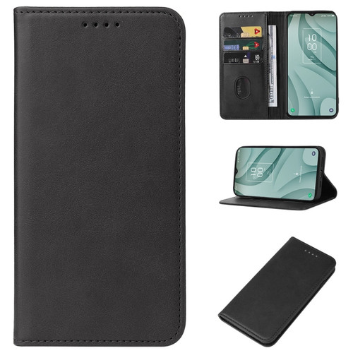 TCL 40 XE Magnetic Closure Leather Phone Case - Black
