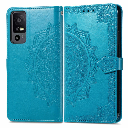 TCL 40 XE Mandala Flower Embossed Leather Phone Case - Blue