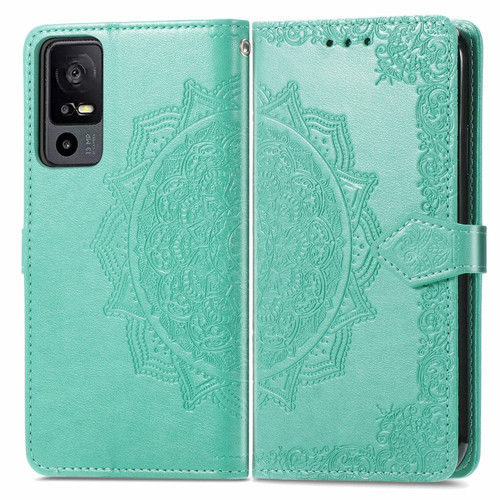 TCL 40 XE Mandala Flower Embossed Leather Phone Case - Green