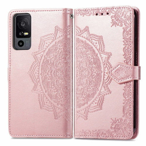 TCL 40 XE Mandala Flower Embossed Leather Phone Case - Rose Gold