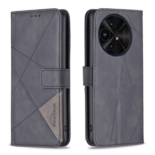 TCL 50 XE/50 XL 5G Magnetic Buckle Rhombus Texture Leather Phone Case - Black