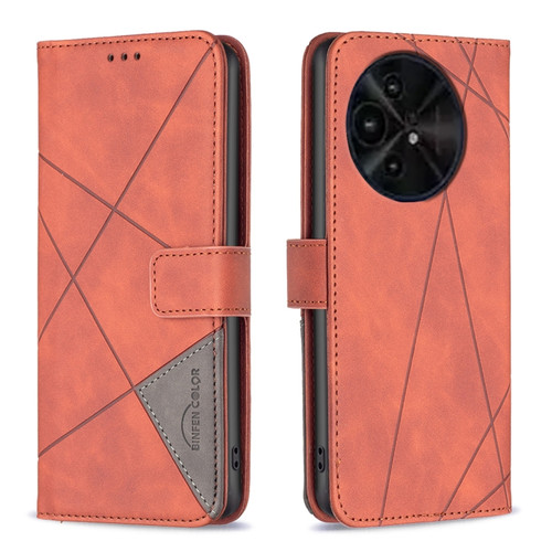 TCL 50 XE/50 XL 5G Magnetic Buckle Rhombus Texture Leather Phone Case - Brown