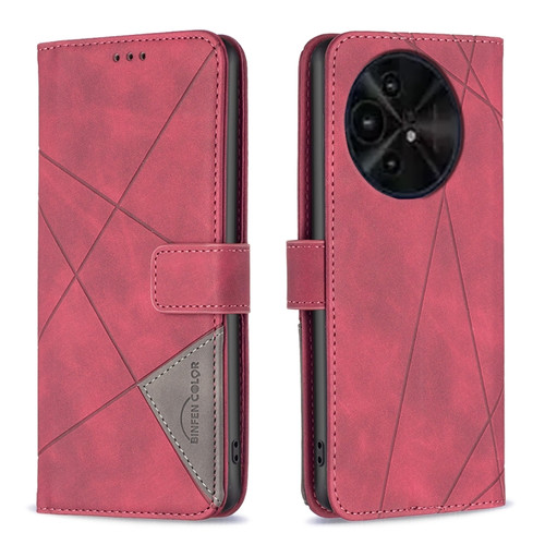TCL 50 XE/50 XL 5G Magnetic Buckle Rhombus Texture Leather Phone Case - Red