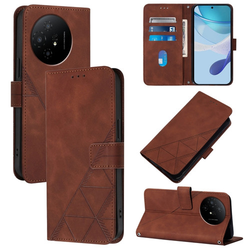 TCL 50 XL 5G Crossbody 3D Embossed Flip Leather Phone Case - Brown