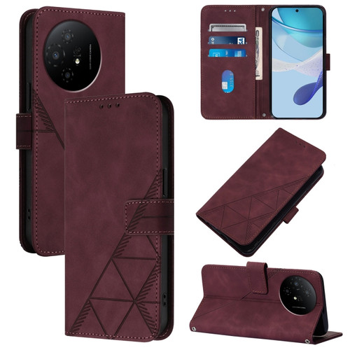 TCL 50 XL 5G Crossbody 3D Embossed Flip Leather Phone Case - Wine Red