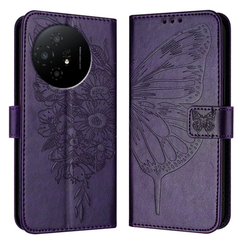 TCL 50 XL 5G Embossed Butterfly Leather Phone Case - Dark Purple