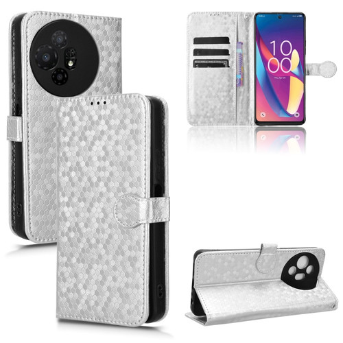 TCL 50 XL 5G Honeycomb Dot Texture Leather Phone Case - Silver