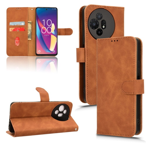 TCL 50 XL 5G Skin Feel Magnetic Flip Leather Phone Case - Brown
