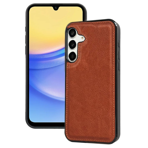 Samsung Galaxy A15 4G/5G Cowhide Texture Back Cover Phone Case - Brown