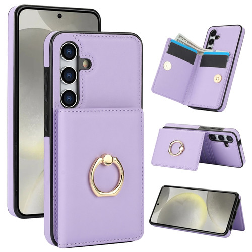 Samsung Galaxy A15 4G/5G RFID Anti-theft Card Ring Holder Phone Case - Purple