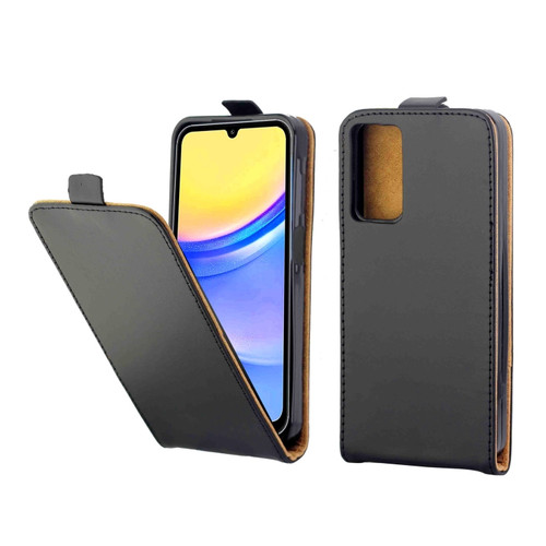 Samsung Galaxy A15 4G/5G Vertical Flip Leather Case with Card Slot - Black