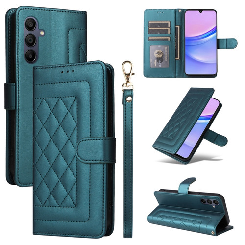 Samsung Galaxy A15 5G / 4G Diamond Lattice Leather Flip Phone Case - Green