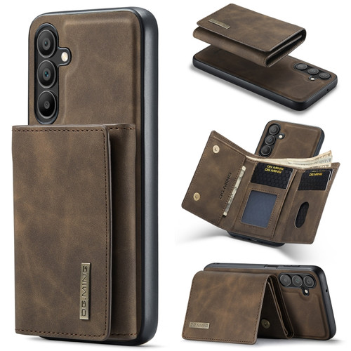 Samsung Galaxy A15 5G / A15 4G DG.MING M1 Series 3-Fold Multi Card Wallet + Magnetic Phone Case - Coffee