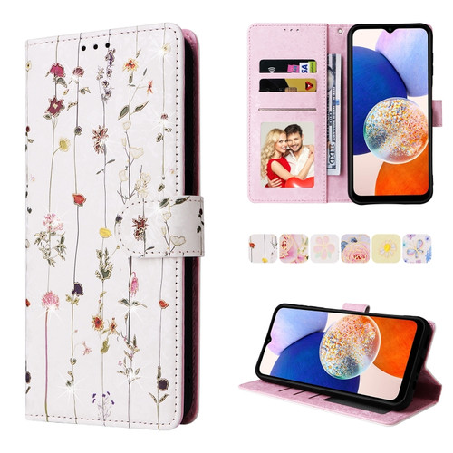 Samsung Galaxy A15 5G Bronzing Painting RFID Leather Case - Dreid Flower World