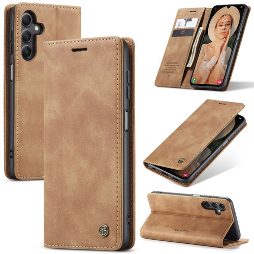 Samsung Galaxy A15 5G CaseMe 013 Multifunctional Horizontal Flip Leather Phone Case - Brown