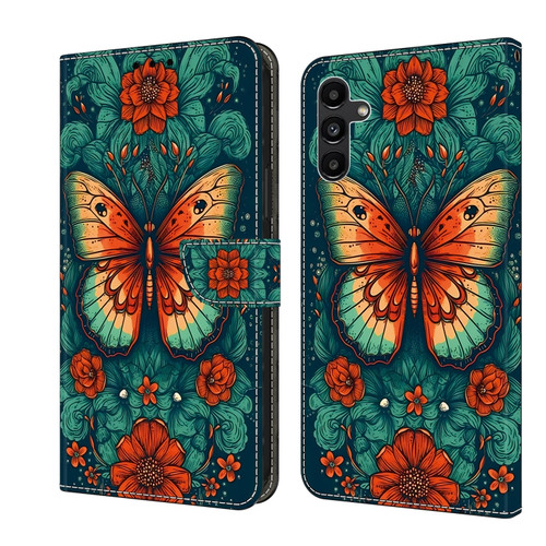 Samsung Galaxy A15 5G Crystal Painted Leather Phone case - Flower Butterfly