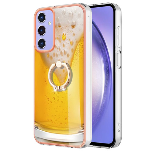 Samsung Galaxy A15 5G Electroplating Dual-side IMD Phone Case with Ring Holder - Draft Beer