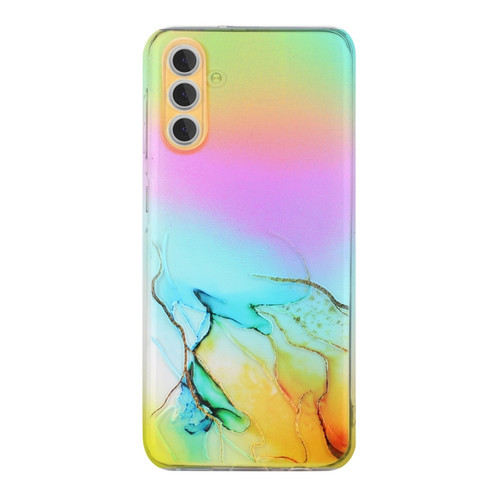 Samsung Galaxy A15 5G Laser Marble Pattern Clear TPU Protective Phone Case - Yellow