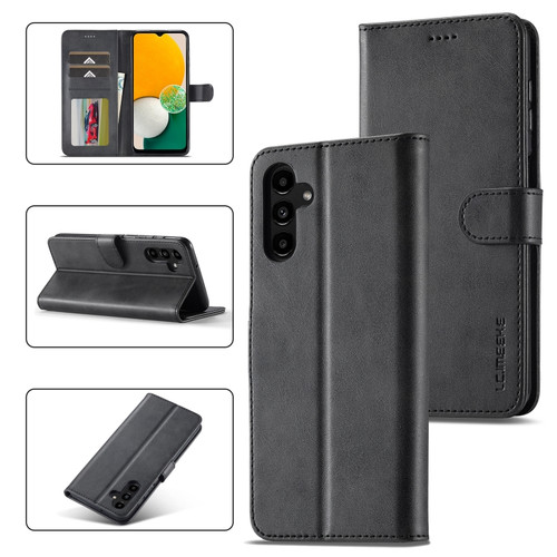 Samsung Galaxy A15 5G LC.IMEEKE Calf Texture Leather Phone Case - Black