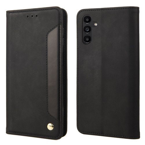 Samsung Galaxy A24 / A25 5G Skin Feel Splicing Leather Phone Case - Black
