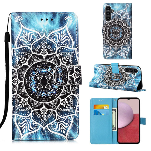 Samsung Galaxy A25 5G / A24 Colored Drawing Pattern Plain Weave Leather Phone Case - Undersea Mandala