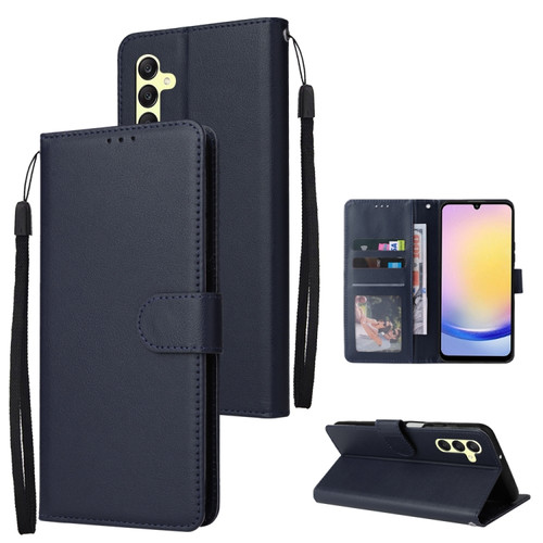 Samsung Galaxy A25 5G 3-Card Slots Multifunctional Leather Phone Case - Dark Blue