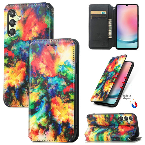 Samsung Galaxy A25 5G CaseNeo Colorful Magnetic Leather Phone Case - Colorful Cloud