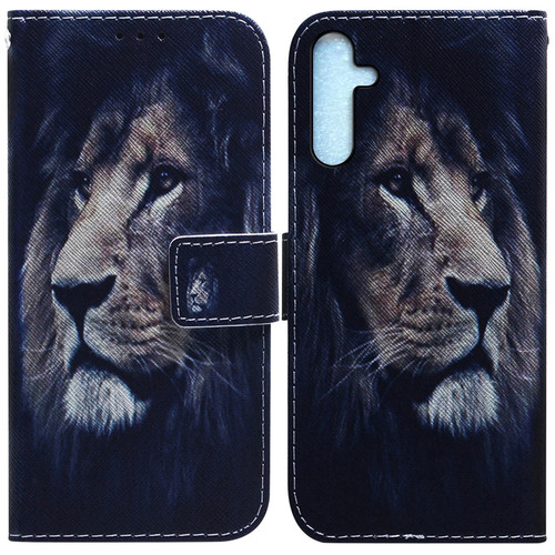 Samsung Galaxy A25 5G Coloured Drawing Flip Leather Phone Case - Lion