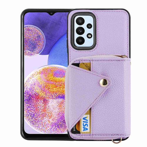 Samsung Galaxy A25 5G Crossbody Zipper Card Bag RFID Anti-theft Phone Case - Purple